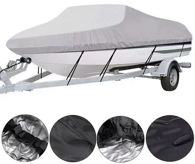 Productafbeelding van Beschermhoes 420 cm * 270 cm - Afdekhoes voor boten - 210D - UV-bestendig - Waterdicht - Grijs - Geschikt voor zeilen en raceboten