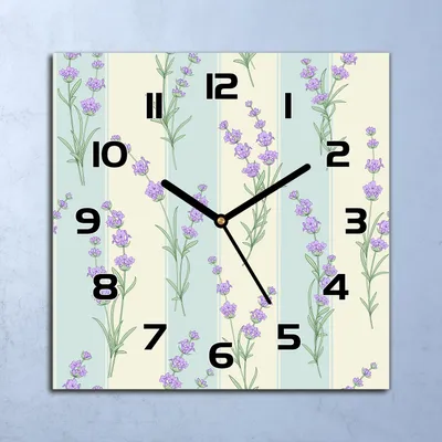Produktbild von Wanduhr Echt-Glas-Küchenuhr Lavendelblüten lila Quarz 30x30 Deko Bilder