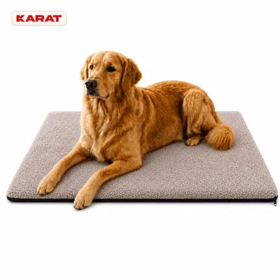 Image de Tapis chauffant pour animaux de compagnie BALU, pour chiens et chats, sans électricité, couleur kaki, 90 x 60 cm