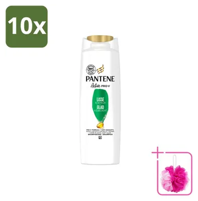 Obrázok produktu pre 10 ks šampónu Pantene Glatt & Seidig pre kučeravé vlasy - 225 ml - výhodný balík - 10 kusov