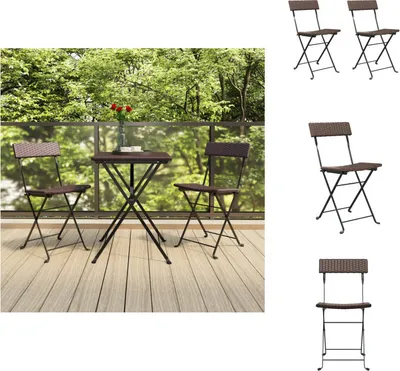 Produktbild von vidaXL Bistrostühle 2 Stk. Klappbar Braun Poly Rattan und Stahl -  Gartenstühle