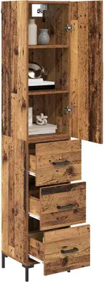 Image de vidaXL Highboard vieux bois 69,5 x 34 x 180 cm Bois composite
