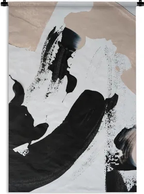 Produktbild von MuchoWow® Wandteppich Wandbehang Schwarz - Abstrakt - Design 60x90 cm Tapisserie Dekoration Wandtuch - Foto-Teppich - Abwaschbar
