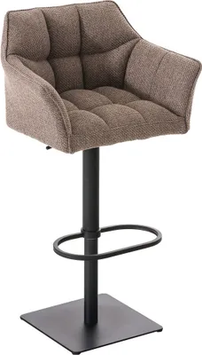 Produktbild von TPFLiving Barhocker Damaskus Gestell schwarz Stoff Terrabraun