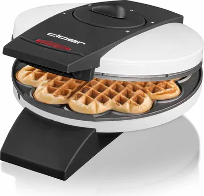 Produktbild von Cloer 1621 Waffeleisen für klassische Herzwaffeln, 930 W, Waffelgröße 15,5 cm, stufenlos wählbarer Bräunungsgrad, weiß, Metall