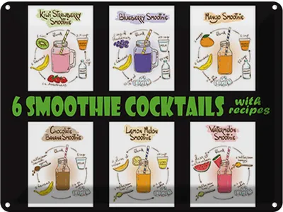 Produktbild von vianmo Blechschild 30x40 cm 6 smoothie cocktails recipes Essen Trinken
