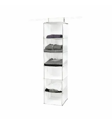 Obrázek produktu pro Compactor Organizace šatníku - Závěsný organizér 30x30x128 cm, 6 přihrádek, bílá RAN1527