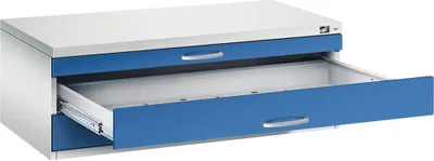Produktbild von CP 7100 Planschrank lichtgrau, enzianblau 3 Schubladen 110,0 x 76,5 x 42,0 cm