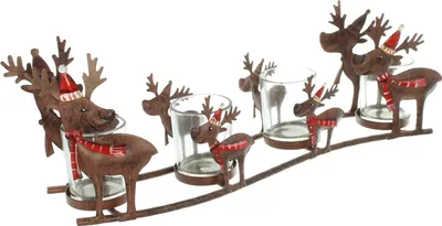 Produktbild von Windlicht 'Rentierfamilie', 5tlg. Weihnachten Xmas Glas, weihnachtliche Deko
