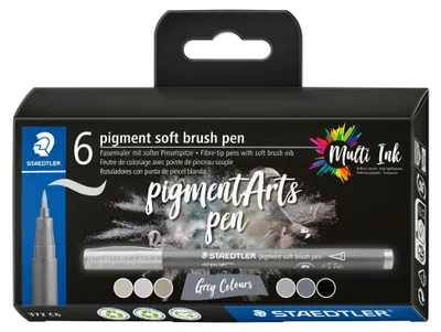 Produktbild von Staedtler Pigment Arts Soft Brush Pen Grey Colors, 6 Farben, Grau, Rund, Kunststoff, Polypropylen (PP), Tinte auf Wasserbasis, Erwachsene & Kinder