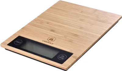 Produktbild von Laguiole 40268456 Elektronische KÃ1/4chenwaage, Messbereich bis 5 kg, Holz-Wiegeschale, Zuwiegefunktion