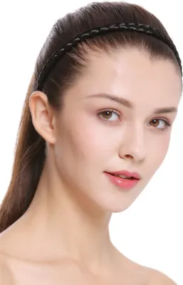 Produktbild von WIG ME UP Geflochtenes Haarband schmal Tiefschwarz CXT-009-001