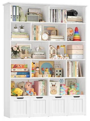 Immagine prodotto di Scaffale per bambini, 6 ripiani, bianco, 175x33x125,5 cm