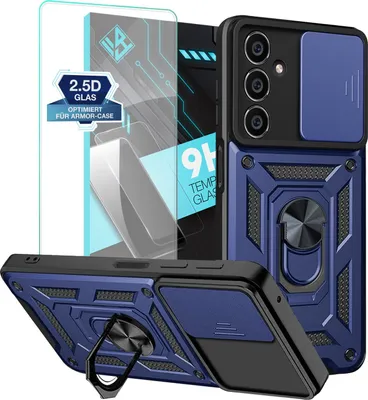 Produktbild von Armor Handyhülle für Samsung Galaxy A05s mit 9H Displayglas Displayschutz Kameraschutz Handy Panzer Case Cover Schutzhülle Outdoor Farbe: Blau