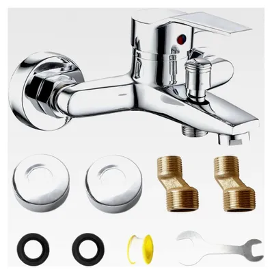 Produktbild von Mischbatterie für Badewanne, Einhebelarmatur mit Montagezubehör, Wandmontage Duscharmatur für Dusche und Wanne