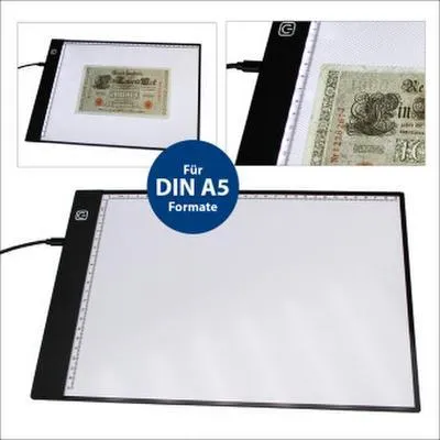 Produktbild von Dimmbare LED Leuchttafel DIN A5 mit gleichmäßiger Ausleuchtung und USB-Anschluss