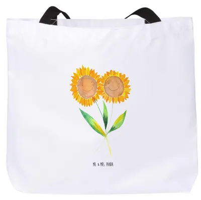 Produktbild von Mr. & Mrs. Panda Tote Bag Blume Sonnenblume - Weiß - Geschenk, Tragetasche, Lieblingsmensch, Beutel, Zusammen, Tasche, Garten, Strandtasche, Sonnenblumen, Reisetasche
