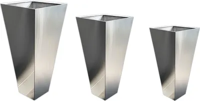 Zdjęcie produktu dla Köhko® Designerska donica w kształcie piramidy ze stali nierdzewnej Vina o wysokości 114 cm | Donica w wyglądzie stali nierdzewnej