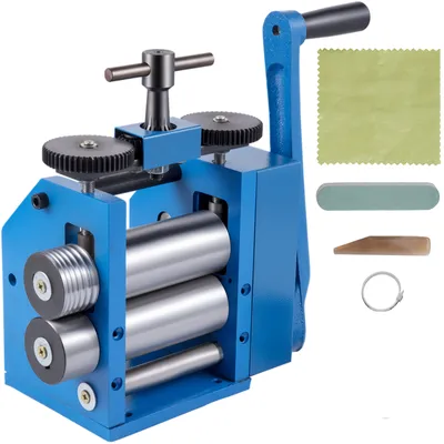 Zdjęcie produktu dla Walcarka kombinowana VEVOR 112 x 48 mm walcarka kombinowana, walcarka ręczna, walcarka jubilerska z czterema formami dobra odporność na zużycie stół do projektowania i naprawy biżuterii 17,3 kg