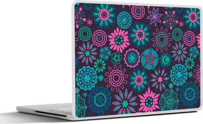 Produktbild von MuchoWow® Laptop Aufkleber Sticker Cover Neon - Blumen - Muster 30x22 cm - Laptop-Sticker