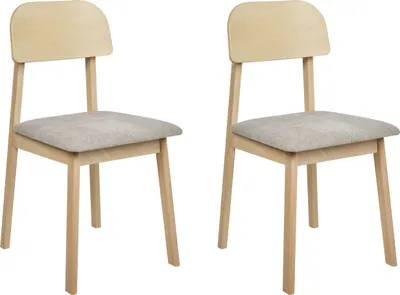 Obrázok produktu pre BELIANI Sada 2 jedálenských stoličiek svetlé drevo sivobéžová kaučukové drevo polyester drevený rám bez podrúčok moderný retro štýl kuchyňa jedáleň