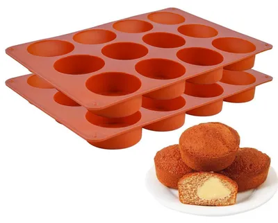 Image de Moule en silicone pour muffins, lot de 12, résistant à la chaleur de -40°C à 230°C