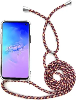 Produktbild von Handyhülle mit Band Kette Kordel zum Umhängen / Umhängehülle für diverse Samsung Galaxy Modelle Samsung Galaxy A50 Rot / Silber