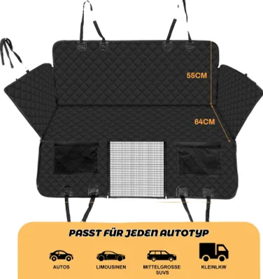 Immagine prodotto di Coperta per cani per il sedile posteriore dell'auto, materiale impermeabile, design ad amaca, nero