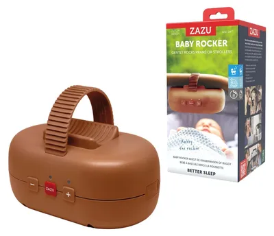 Image de ZAZU Robby - Transat automatique pour poussette, hauteur réglable, minuterie de 40 minutes, capteur de pleurs, rechargeable par USB, étanche, compatible avec toutes les poussettes et buggys (marron)