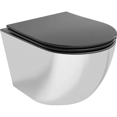 Obrázok produktu pre Mexen Lena WC misa Rimless s pomaly padajúcim sedátkom, duroplast, Čierna matná/Strieborná - 30224074
