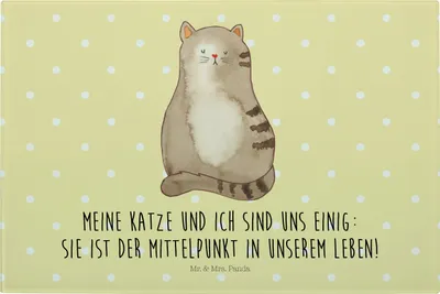 Produktbild von Mr. & Mrs. Panda Küchenbrett Katze Sitzen - Gelb Pastell - Geschenk, Schneidebrett Glas, Schneideplatte, jausenbrett, Cat, Hackbrett, Kater, Katzen, schneidbrett, Herz