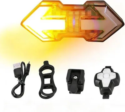 Productafbeelding van Achterlicht voor fiets met 120 lumen, met reflectorstrips - USB-oplaadbaar - Bediening via draadloze afstandsbediening - Waterdicht (IPX5)