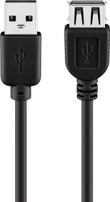 Immagine prodotto di 60 cavi di prolunga Goobay 68905 USB 2.0 Hi-Speed, neri, 5 m - connettore USB 2.0 (tipo A) > presa USB 2.0 (tipo A)