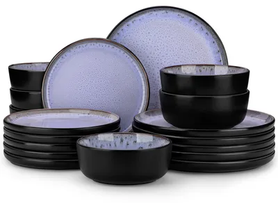 Produktbild von 18-teiliges Dinner-Set für 6 Personen, Steingut mit Reaktivglasur