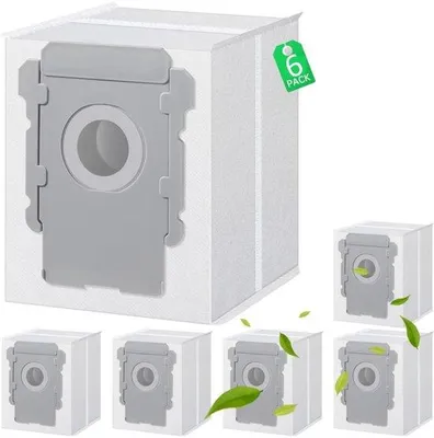 Image de 6 sacs en tissu pour aspirateurs robots iRobot Roomba i3, i4, i5, i6, i7, i8, E5, E6, S9 et S9+ - Sacs en tissu pour aspirateurs robots