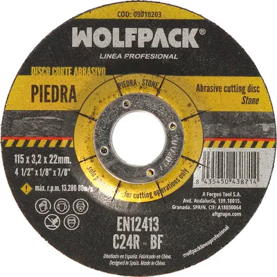 Immagine prodotto di Disco da taglio in pietra abrasiva 115x3,2x22 mm.