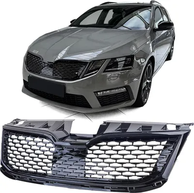 Obrázok produktu pre Športová mriežka chladiča čierna lesklá voštinová pre Škoda Octavia 5E Facelift od