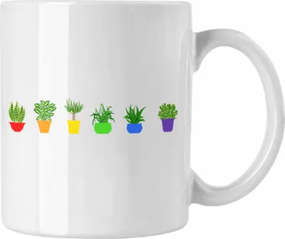 Produktbild von Trendation - Regenbogen Tasse Geschenk LGBT Schwule Lesben Transgender Grafik Pride Pflanzen Grafik (Weiß)