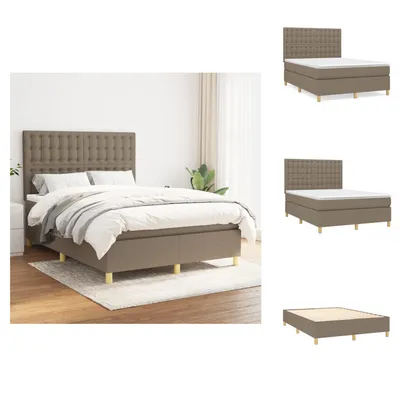 Produktbild von vidaXL Boxspringbett mit Matratze Taupe 140x190 cm Stoff -  Betten & Bettgestelle