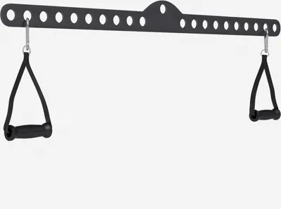 Produktbild von GORILLA SPORTS® Latzugstange - inkl. 2 Griffe, Karabiner, Verstellbar, 100 cm, Schwarz - Pull Down Bar, Kabelzuggriff, Rudergriff, Bizeps Trizeps Stange, Kabelzug, Seilzug Griff, Krafttraining