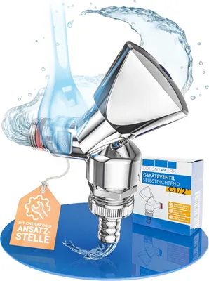 Produktbild von LOBENSWERK Geräteventil 1/2 Zoll [selbstdichtend] mit Rückflussverhinderer & Rohrbelüfter | Geräteanschlussventil mit Spülmaschinenanschluss | Messing