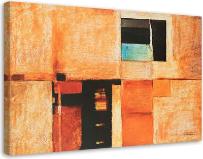 Produktbild von Leinwandbild geometrische komposition in backsteinfarbe 90x60 cm Feeby orange wandbild bereit zum aufhängen