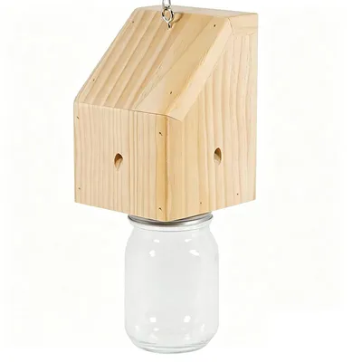 Produktbild von Holz Bienenfalle für Außenbereich, hängende Zimmermannsbienenfalle aus Holz mit Auffangbehälter für Garten, Terrasse & Holzhaus