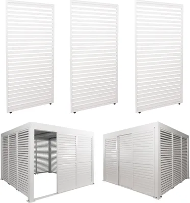 Produktbild von 3er-Set Aluminium Paneele für Pergola HWC-L46, Terrassenüberdachung, Lamellenpaneel Modul, 204x271cm weiß