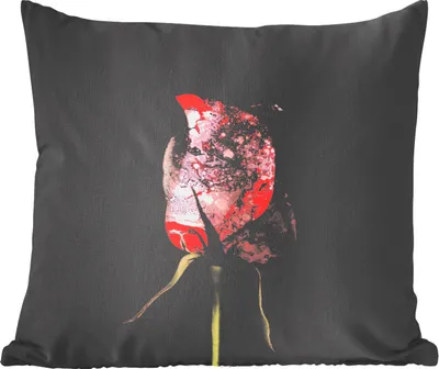 Produktbild von MuchoWow® Zierkissen Sofakissen Wohnzimmer Dekokissen 45x45 cm Rosen - Blumen - Farbe - Schlafpolster - Polster für das Sofa