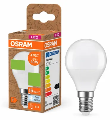 Produktbild von OSRAM HOMELIGHTING 4058075832107 LED (monochrome) EEC F (A - G) E14 Teardrop shape 4.9 W = 40 W Neutral white (Ø x L) 45 mm x 79 mm 1 pc(s)