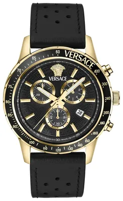 Produktbild von Versace VEZCA0224 Sport Chrono schwarz gold Leder Herren Uhr NEU