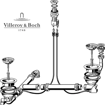Produktbild von Villeroy und Boch Ablaufgarnitur 823210 mit Excenter für Spülstein Doppelbecken / Ablaufgarnitur