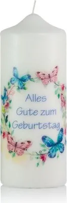 Produktbild von Hochzeitskerze Taubenpaar 240 x 80 mm mit Namensverzierung mit hochwertigen Wachsbuchstaben Nr 78