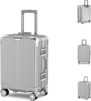 Produktbild von Voyagoux® AEON Handgepäck Koffer - Trolleys - 42L - TSA Schloss - Mit Rollen - Silber - Aluminiumrahmen